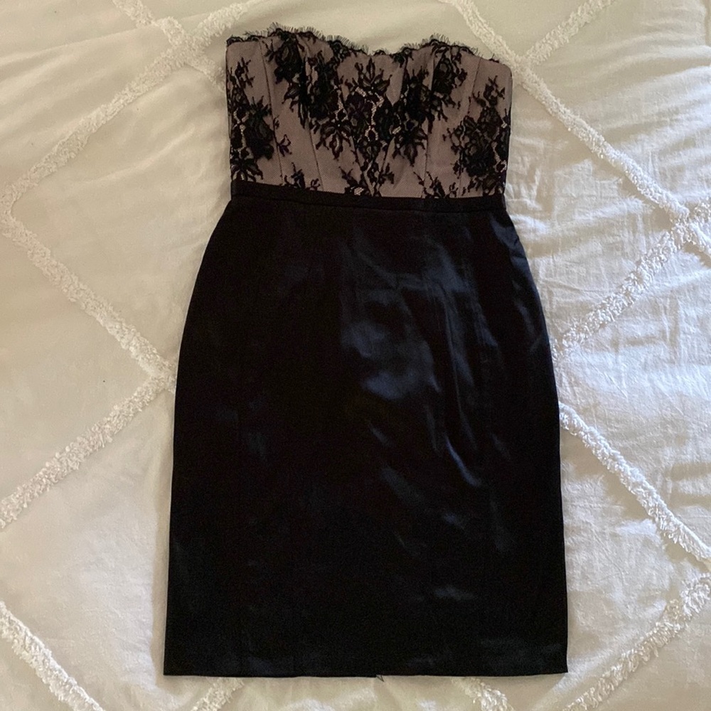 White House Black Market dress, strapless, size 8, black